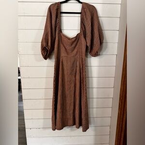 dRA striped button down puff sleeve dress